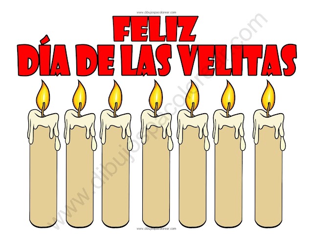 Dia de las Velitas dibujo a color y para colorear